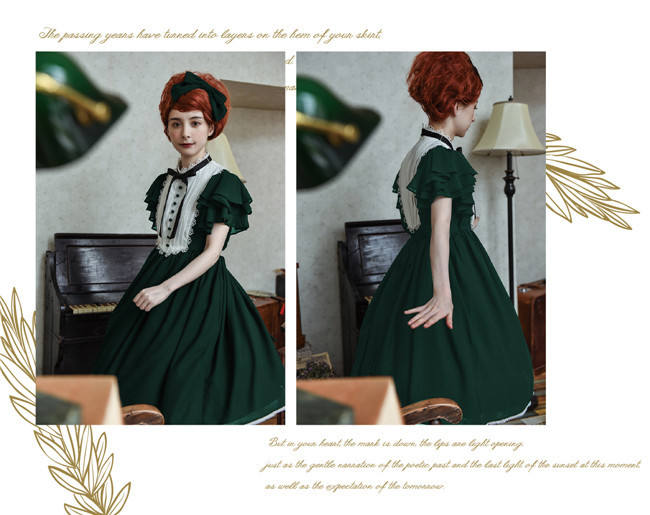 Memory of Floria~ Vintage Lolita OP Short/Long Version-Ready Made
