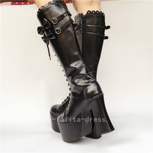 Black Bows Autumn Lolita Boots