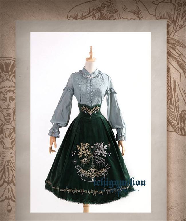 The Splendor of Gold&Siliver Tree Classic Embroidery Lolita Skirt, Jumper Dress, Vest and Cape