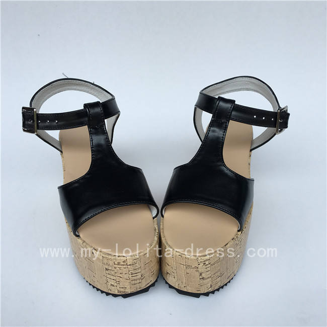 Cream Yellow T Strap Lolita Sandals