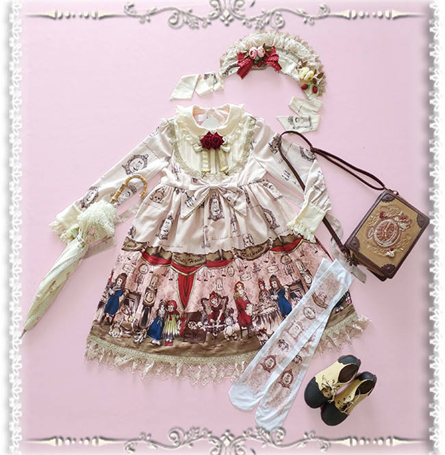 Doll Izutsu~ Classic Lolita Long Sleeves OP Dress-Ready Made