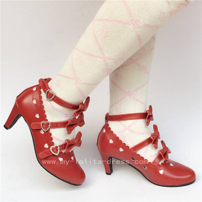 Light Brown Bows Antaina Tea Party Lolita Shoes Heels