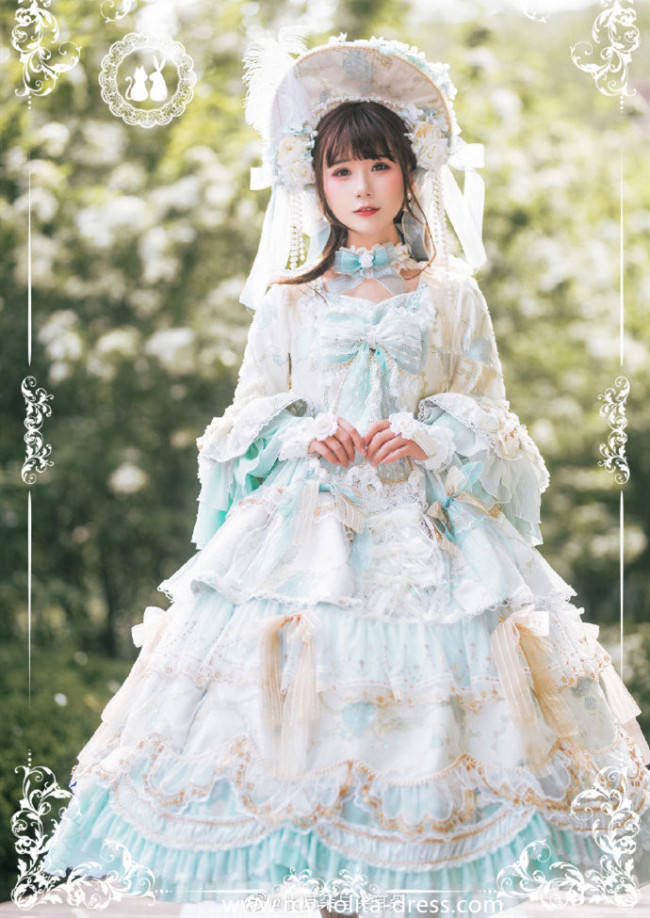 Ode to Love and Vows ~Luxury Lolita Fullset (OP + Necklace + Wristcuffs + Bonnet + Back Yarn) -Ready Made