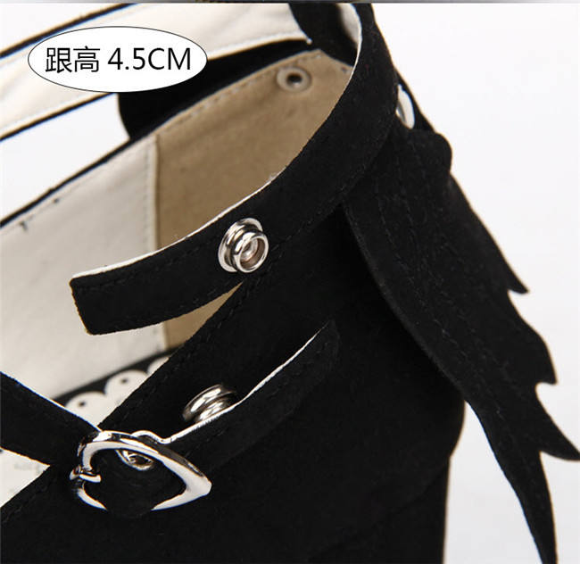 Angelic Imprint- Sweet T-shaped Straps Lolita Square Heel Shoes with Detachable Angel Wings