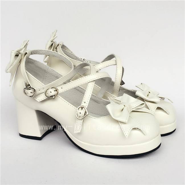 Sweet Cat's Ear Bows Matte Lolita Heels Shoes