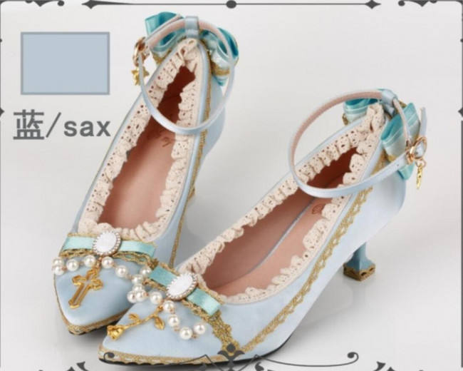 Rose Cross~ Versailles ~ Satin PU Lolita Shoes - Ready Made