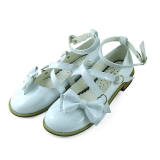 White Shiny Low Heels Lolita Shoes