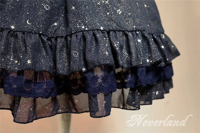 Neverland Lolita -Fly Me to Polaris- Gold Stamping Chiffon Lolita JSK