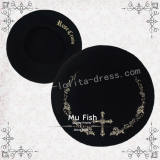 Mufish Rose Cross Embroidery Wool Gothic Lolita Beret - IN STOCK