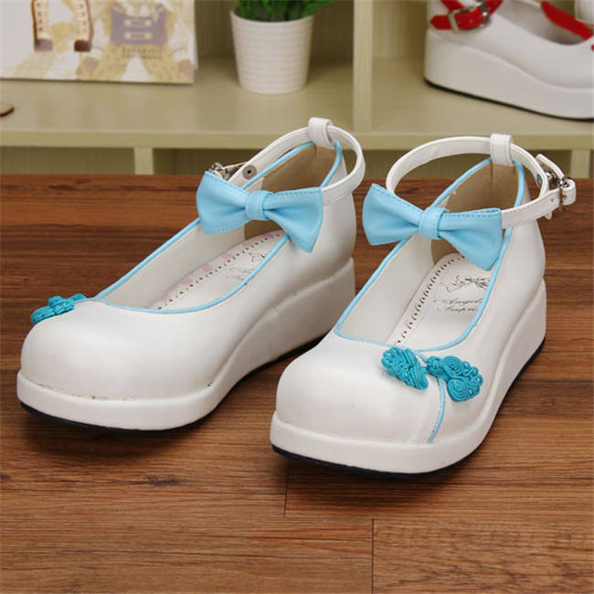 Angelic Imprint- Elegant Bow Embroidery Qi Lolita High Platform Shoes