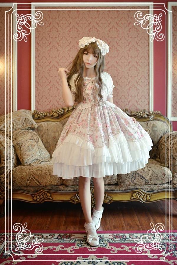 Neverland Lolita Antique Clock Sweet Lolita Puff Sleeves OP Dress off