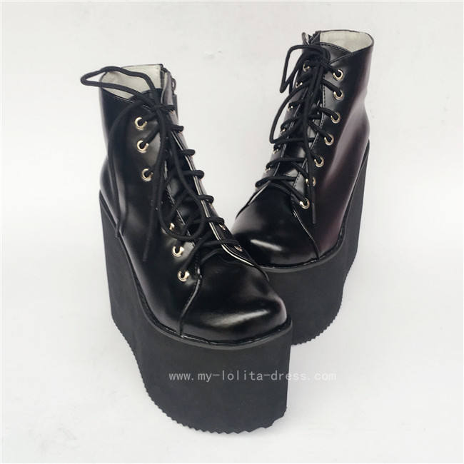 Gothic Matte Black Lolita Short Boots