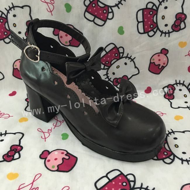 Double Bow Dark Coffee Girls Lolita Shoes