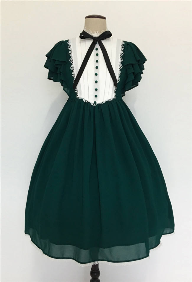 Memory of Floria~ Vintage Lolita OP Short/Long Version-Ready Made