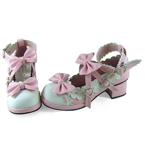 White Pink Bows Lolita Shoes
