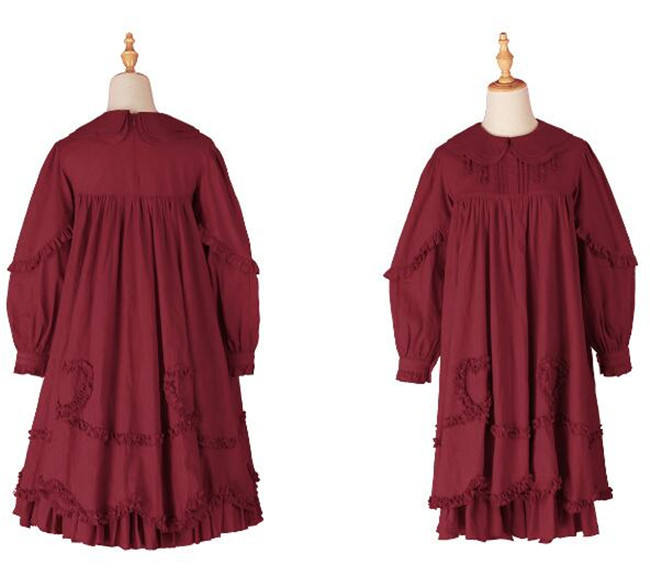 Daily wear Version Sweet Unicolor Lolita long sleeves OP- Ready Made