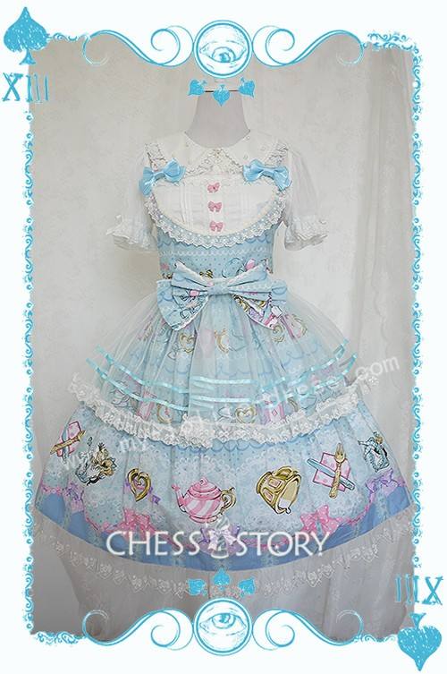 Chess Story Alice's Mad Tea Party Sweet Lolita Jumper Dress