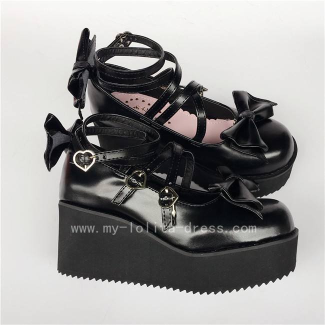 Purple Bow Straps Lolita Platform Shoes