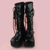 Black Buckles Lolita Boots