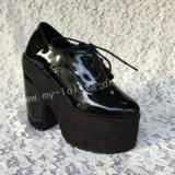 Glossy Black Lolita Square Heels High Platform