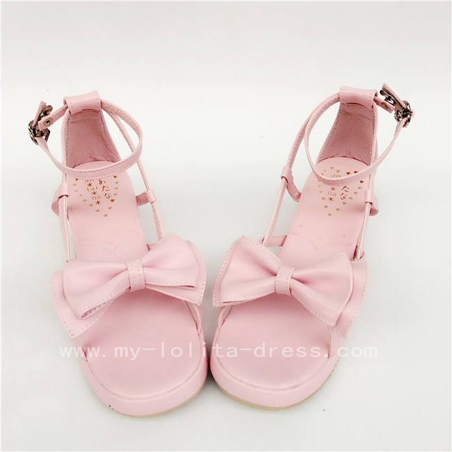 White Simplified Bow Lolita Sandals