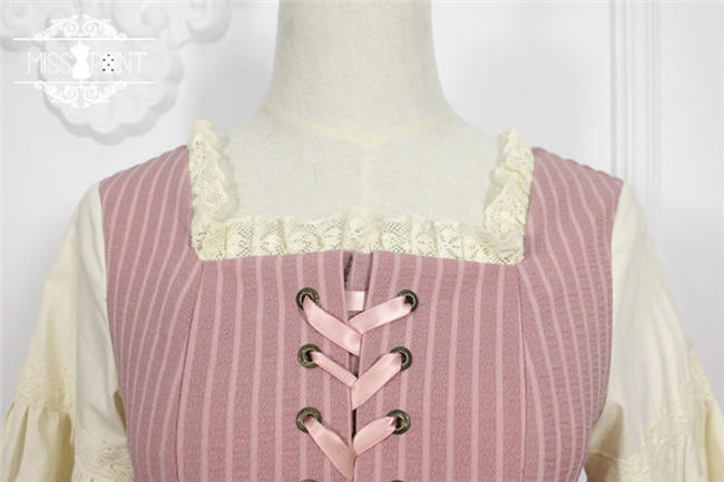 Alpine Maiden~ Vintage Stripe OP Dress -Pre-order