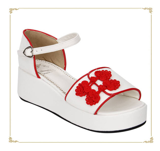 Angelic Imprint- Sweet Double Bows Embroidery Qi Lolita High Platform Shoes
