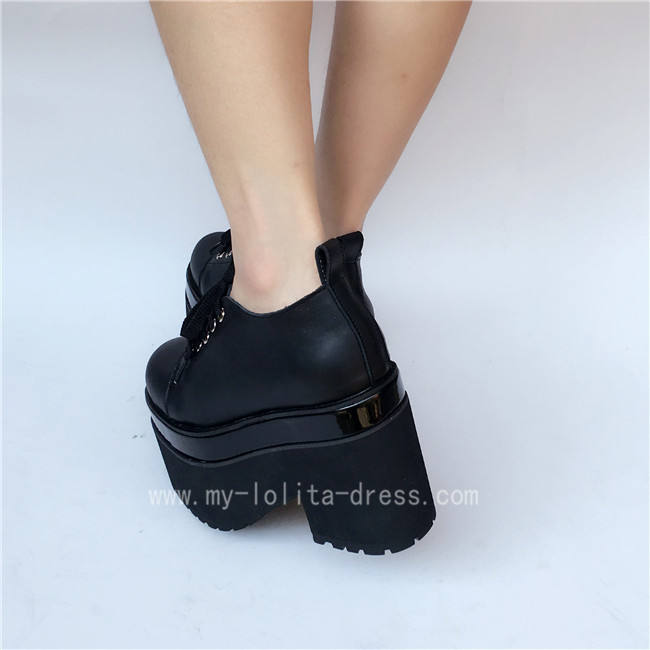 Glossy Black Lolita Heels High Platform
