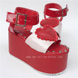 Sweet Red Heart with Pearl Pink Lolita Sandals