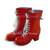 Beautiful Red Square Heel Lace Boots