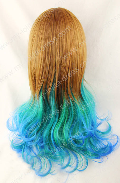 Brown Green Blue Natural Curly Wig