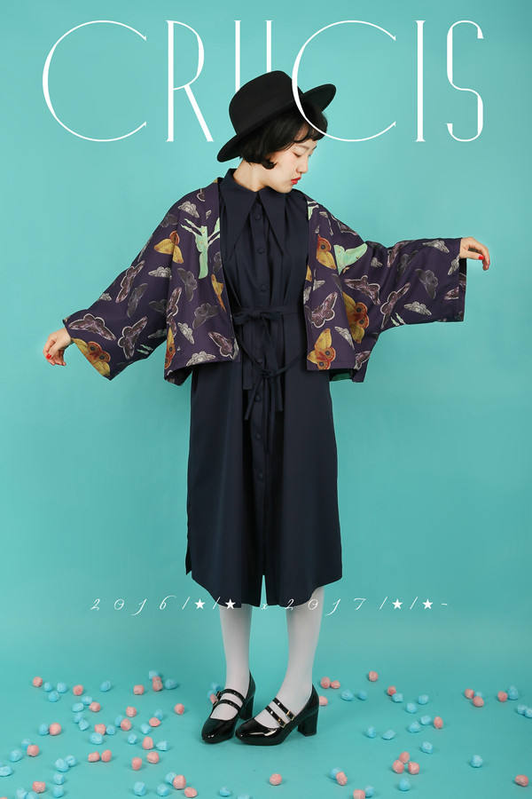Vintage Unicolor Wing Collar Lolita OP Dress - Ready Made Navy M In Stock