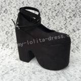 Gothic Black Velvet Lolita Heels High Platform