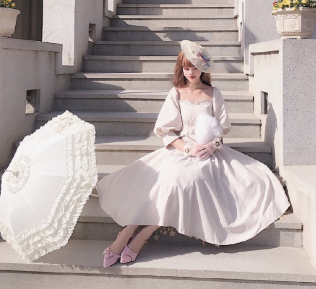Gem Manor ~Elegant Vintage Lolita OP -Apricot L Size In Stock
