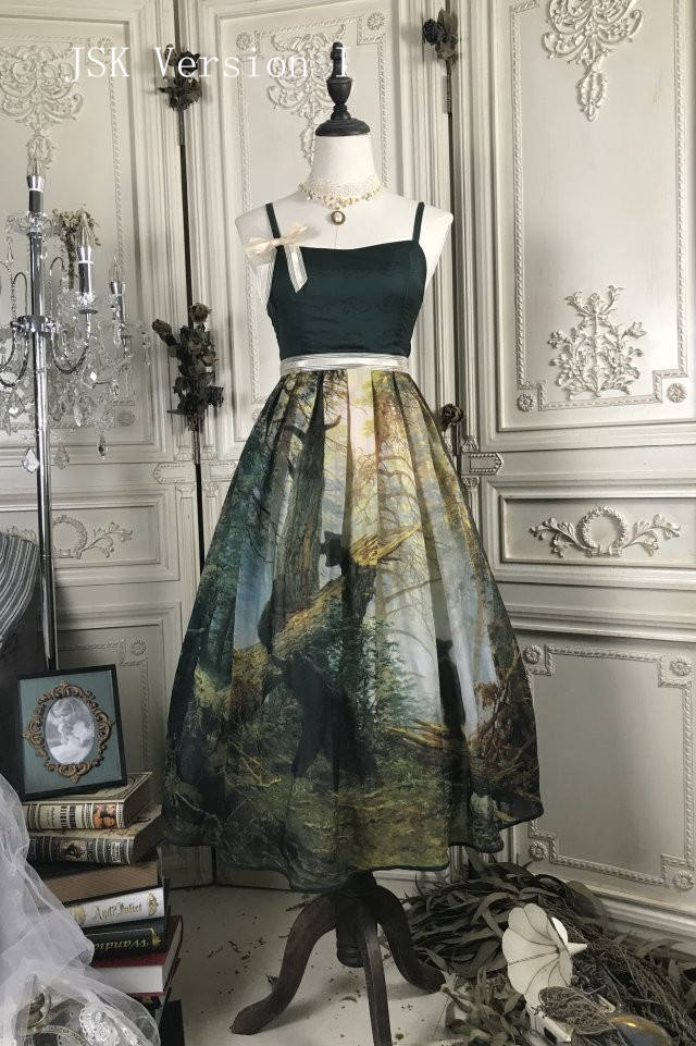 Pine Trees Forest Morning Vintage Lolita Dress-Ready Made