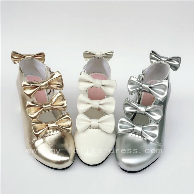 Sweet Girl's Four Bows Lolita Heels Shoes
