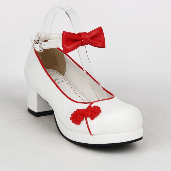 Angelic Imprint- Elegant Bow Embroidery Round/Square Heels Qi Lolita Shoes