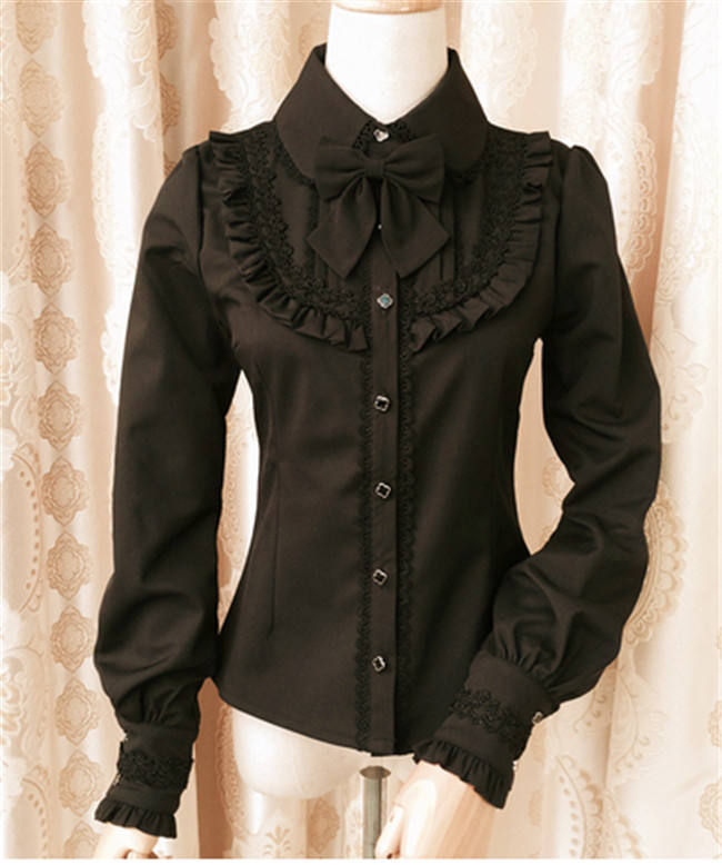 Elegant Thickening Thermal Lolita Lapel Blouse for Winter