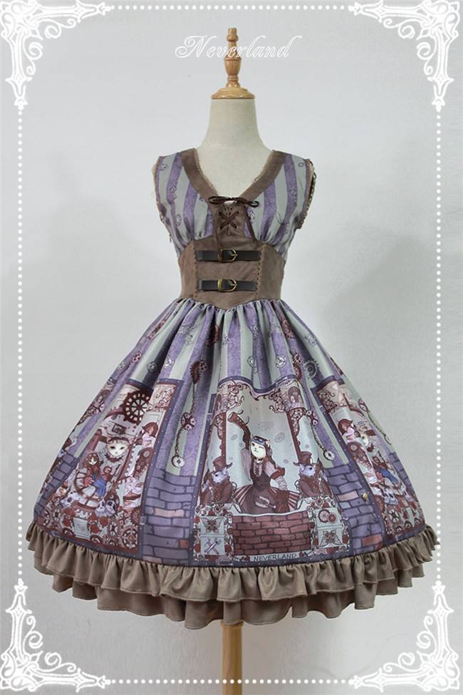 Neverland Lolita -Steampunk Cat- Lolita V-neck Corset JSK -Pre-order