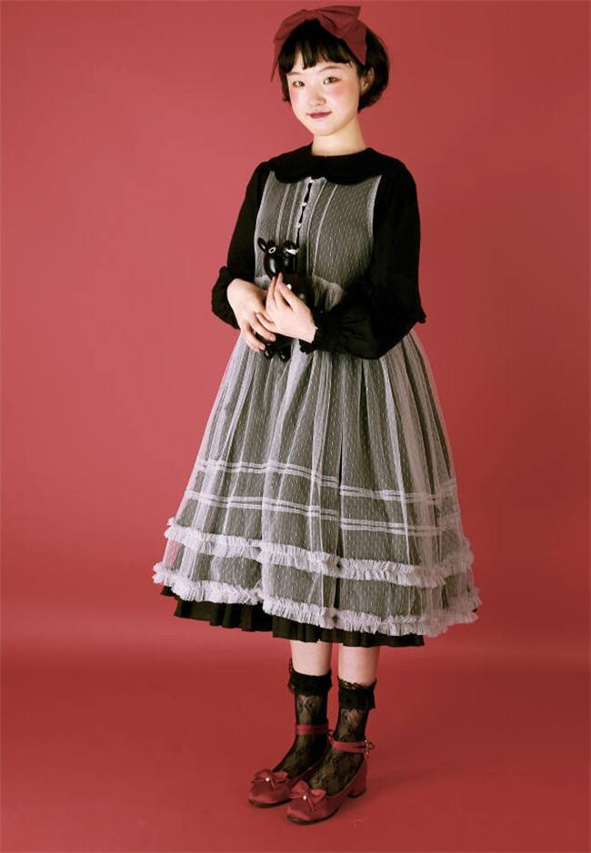 Daily wear Version Sweet Unicolor Lolita long sleeves OP- Ready Made