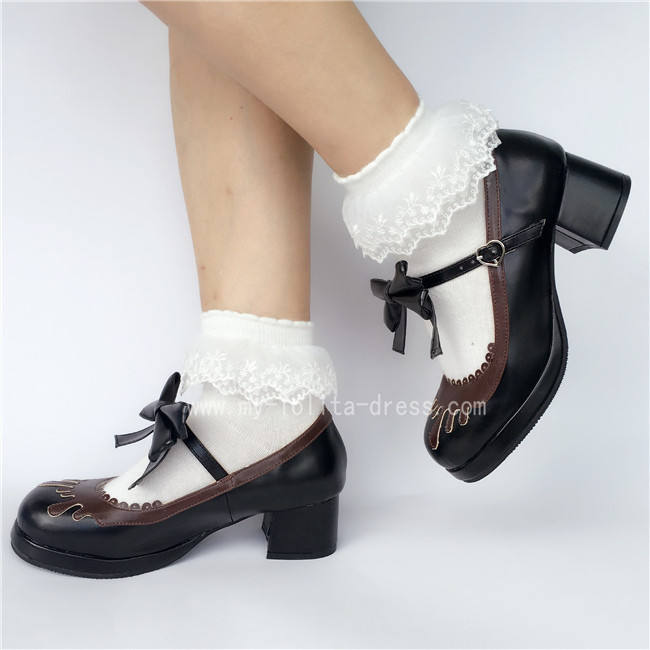 Sweet Black With Coffee Lolita Heels Shoes