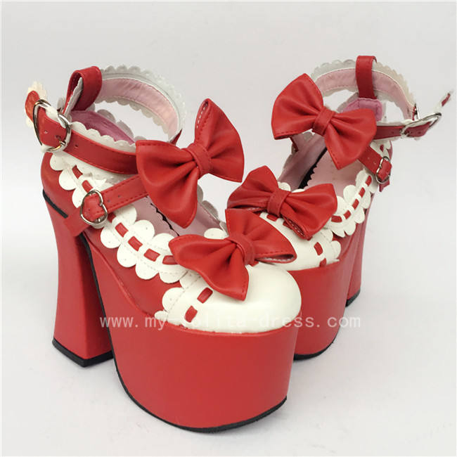 Sweet Black White Lolita Square Heels Shoes