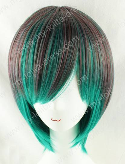 35cm Short Brown Green Lolita Wig