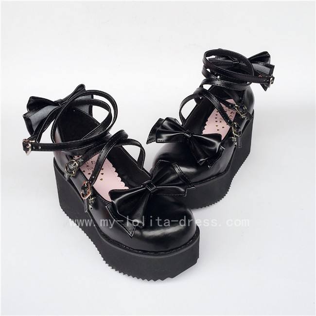 Purple Bow Straps Lolita Platform Shoes