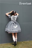 White&Black Gingham Lolita Short Sleeves OP -out