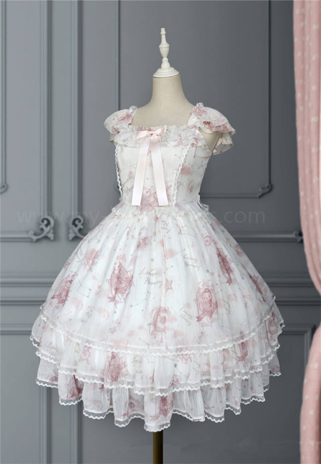 Lemon Honey ~Bear Constellation~ Fly Sleeves Printed Lolita JSK Black M In Stock