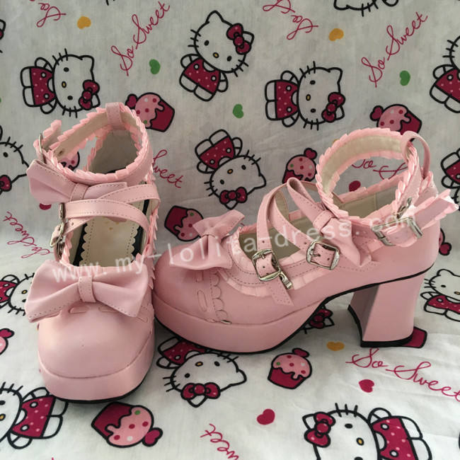 Sweet Pink Square Heel Gokou Ruri Boots