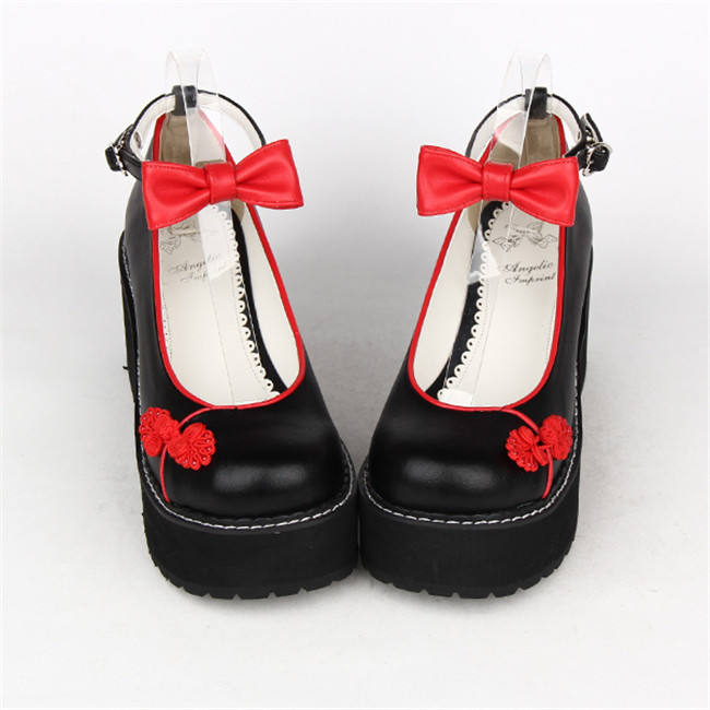 Angelic Imprint- Beautiful Bow Embroidery Qi Lolita High Platform Shoes
