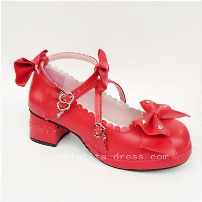 Red Bows Lolita Princess Shoes