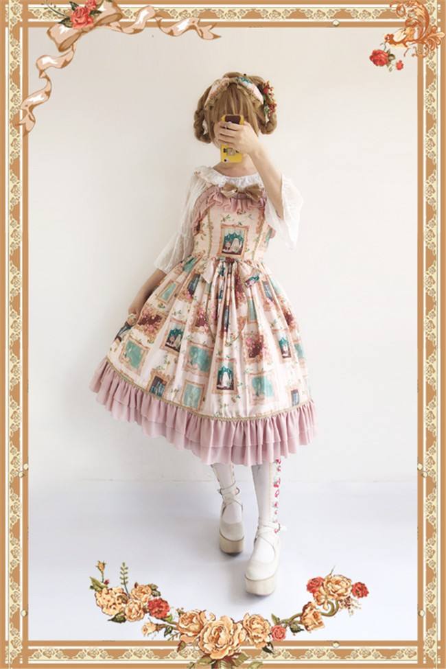 Still Life Picture Frame~ Lolita Printed JSK Dress -out